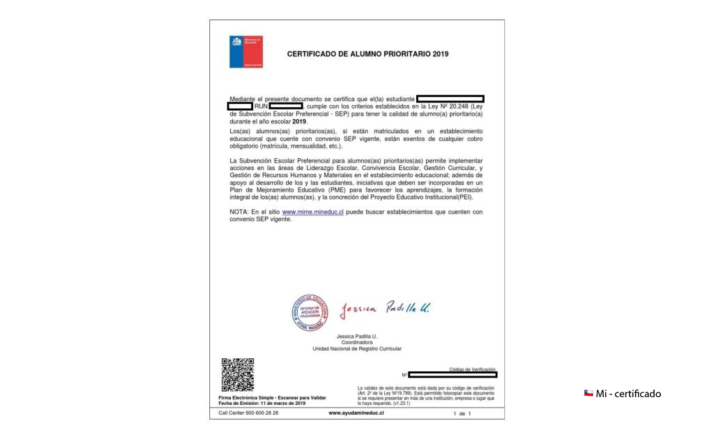 Cómo solicitar el Certificado de alumno prioritario en Chile