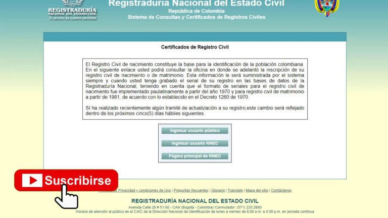 Numero de registro civil